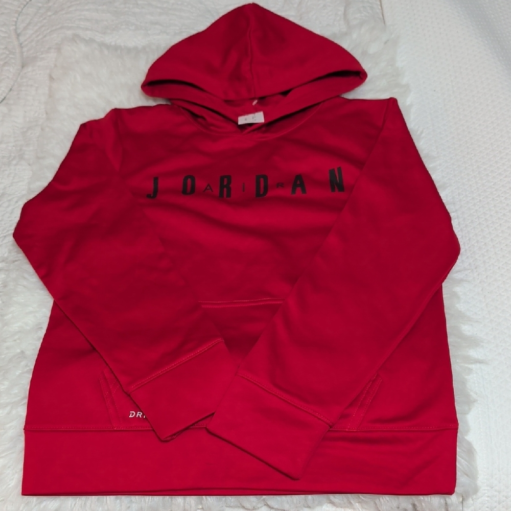 Jordan Red Hoodie with Black Lettering